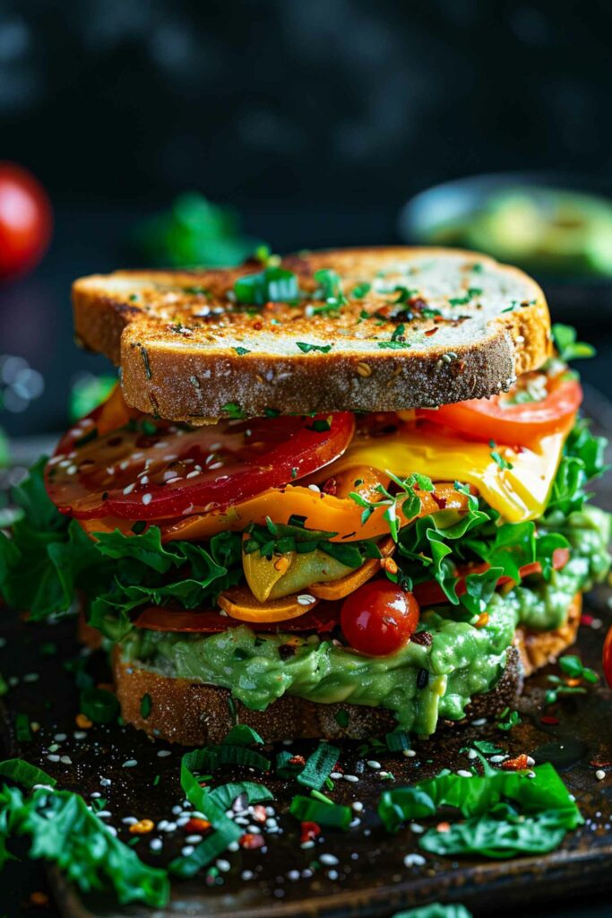 Veggie Breakfast Sandwich with Avocado Spread