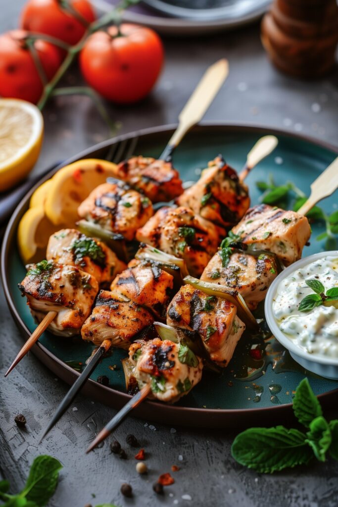 Mediterranean Chicken Skewers with Tzatziki