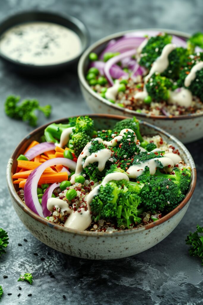 Vegetable Quinoa Bowls with Tahini Dressing