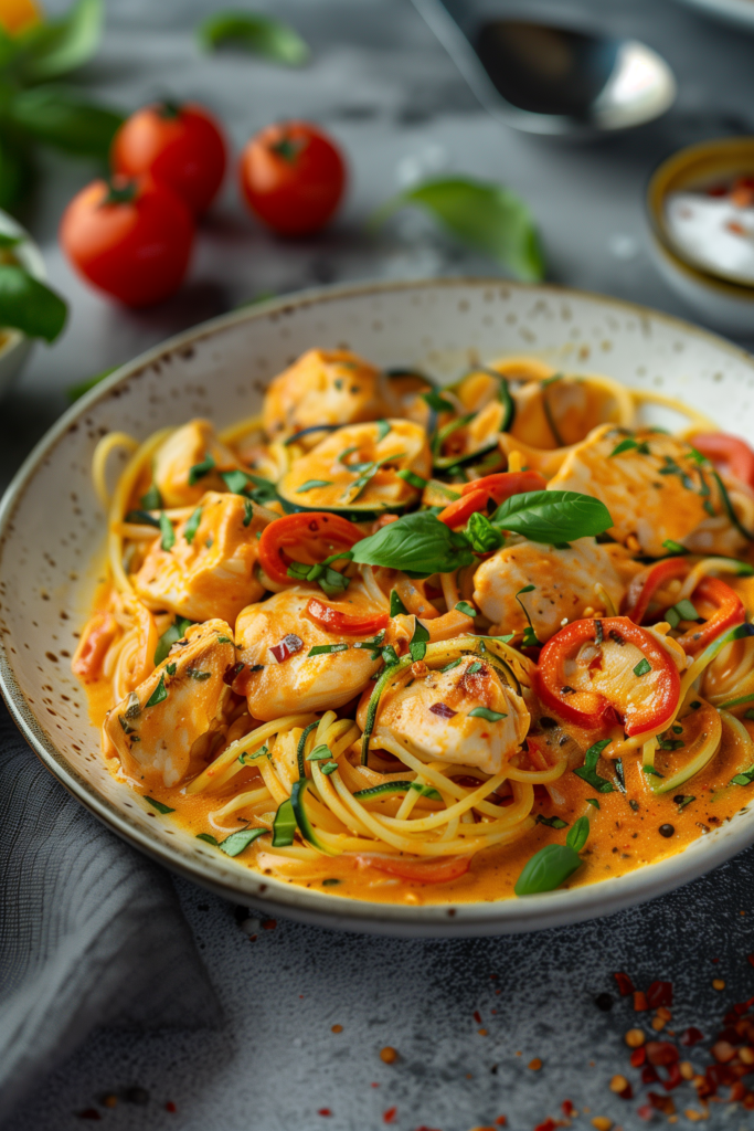 Creamy Chicken and Zoodle Spaghetti