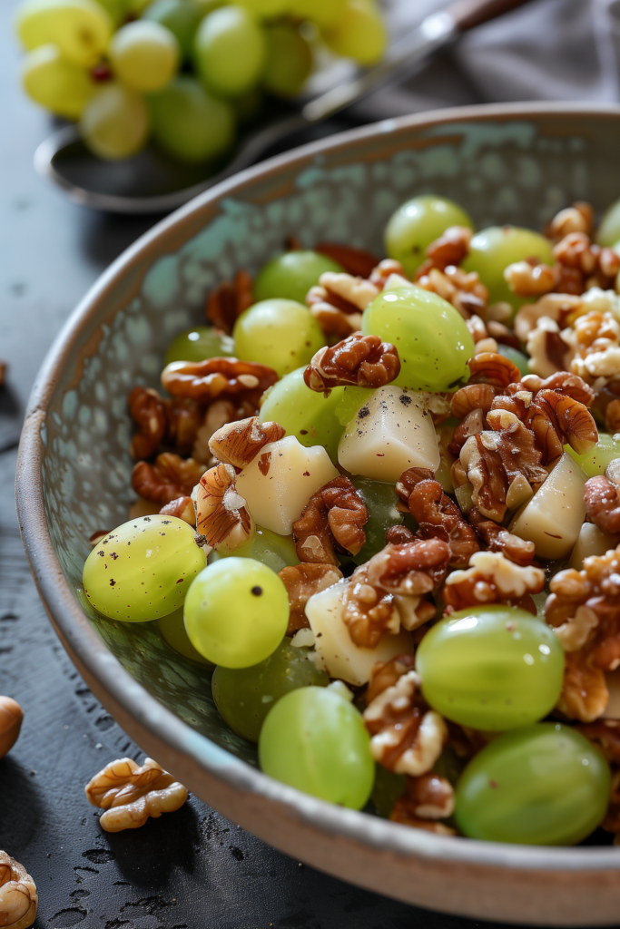 Fresh Grapes With Cheese and Walnuts