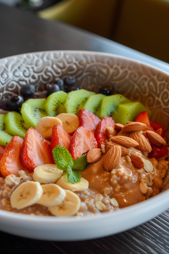 Rolled Oats with Fresh Fruit Sliced Almonds