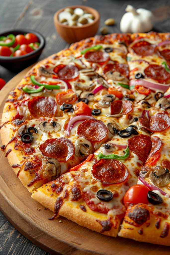 Homemade Pizza with Various Toppings