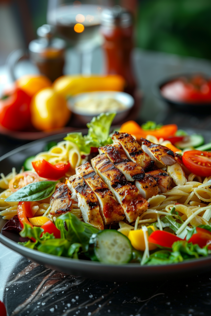 Pasta Salad with Grilled Chicken or Tofu