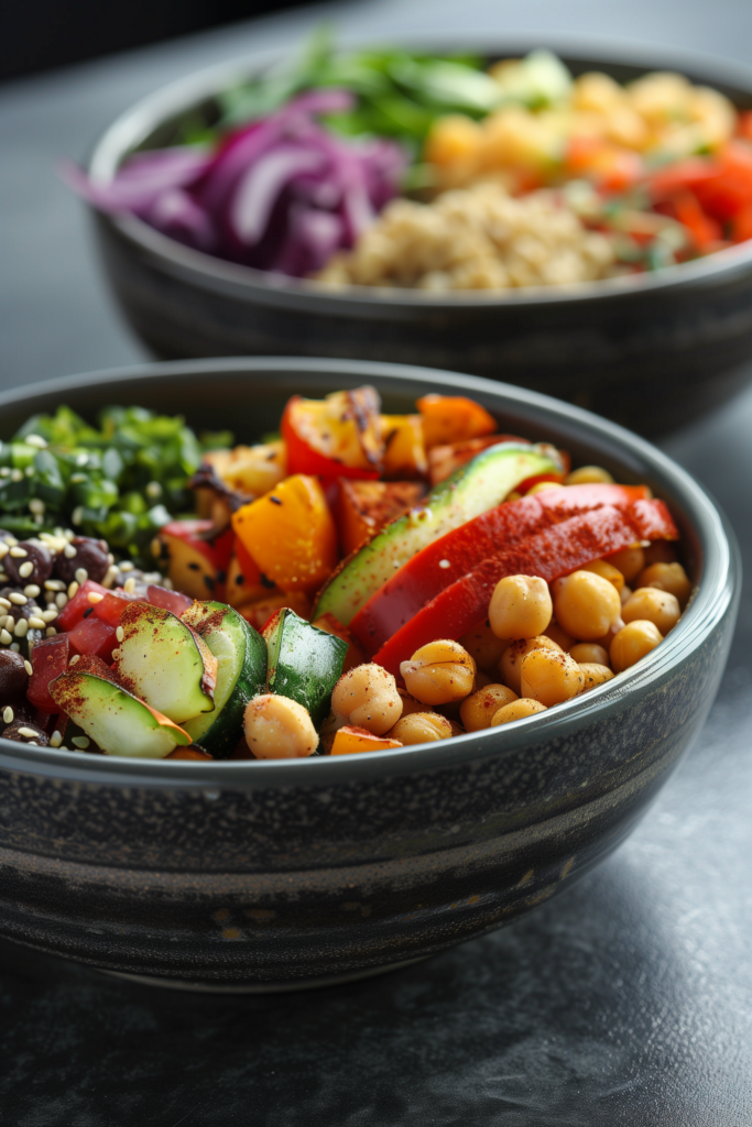 Quinoa Bowls with Roasted Vegetables and Chickpeas