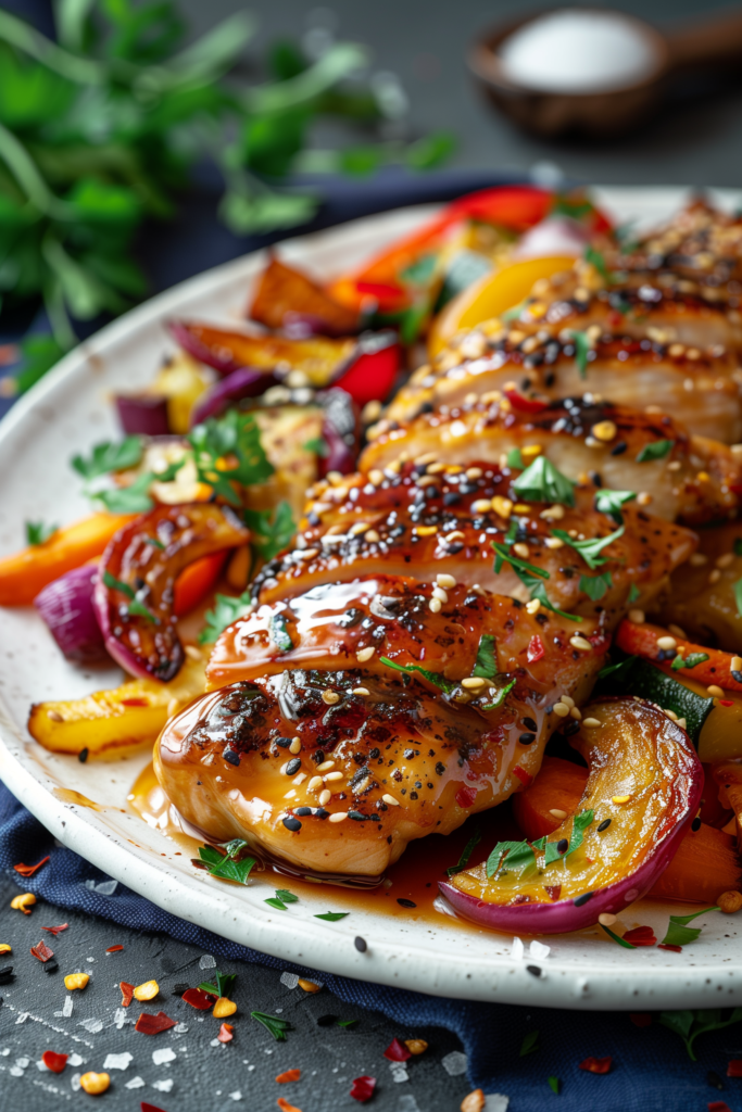 Honey Garlic Glazed Chicken with Roasted Vegetables
