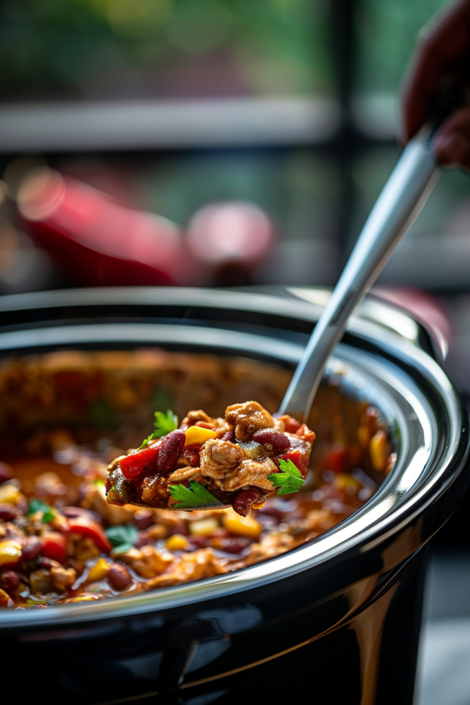 Chicken chili on a slow cooker