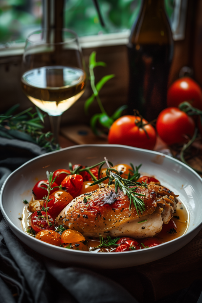 Crockpot Tuscan Chicken with Fresh Tomatoes