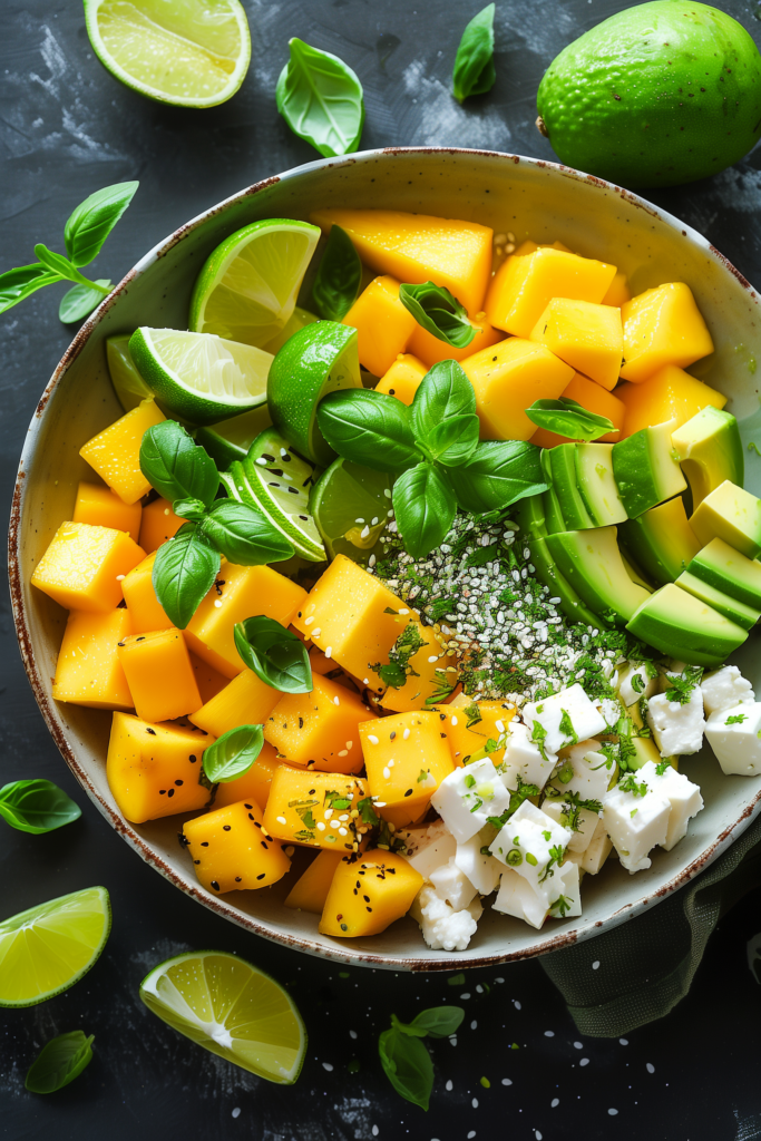 Mango Feta Avocado Salad with Fresh Lime Juice