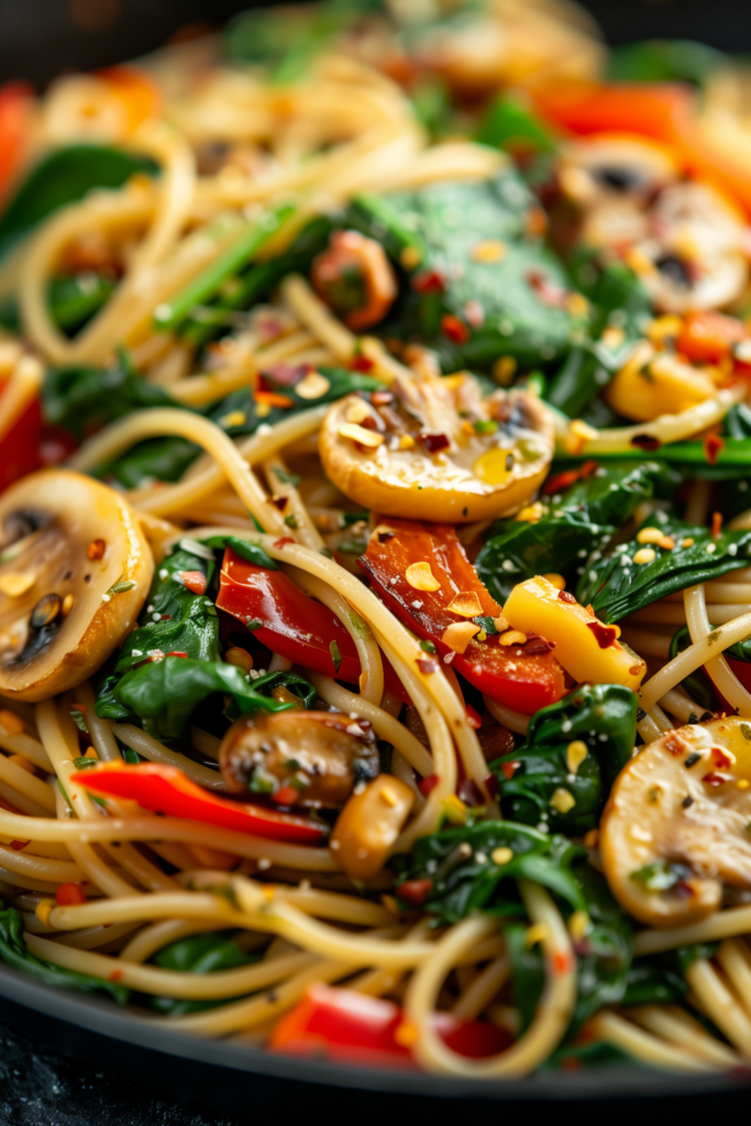 Roasted Veggie Spinach Pasta