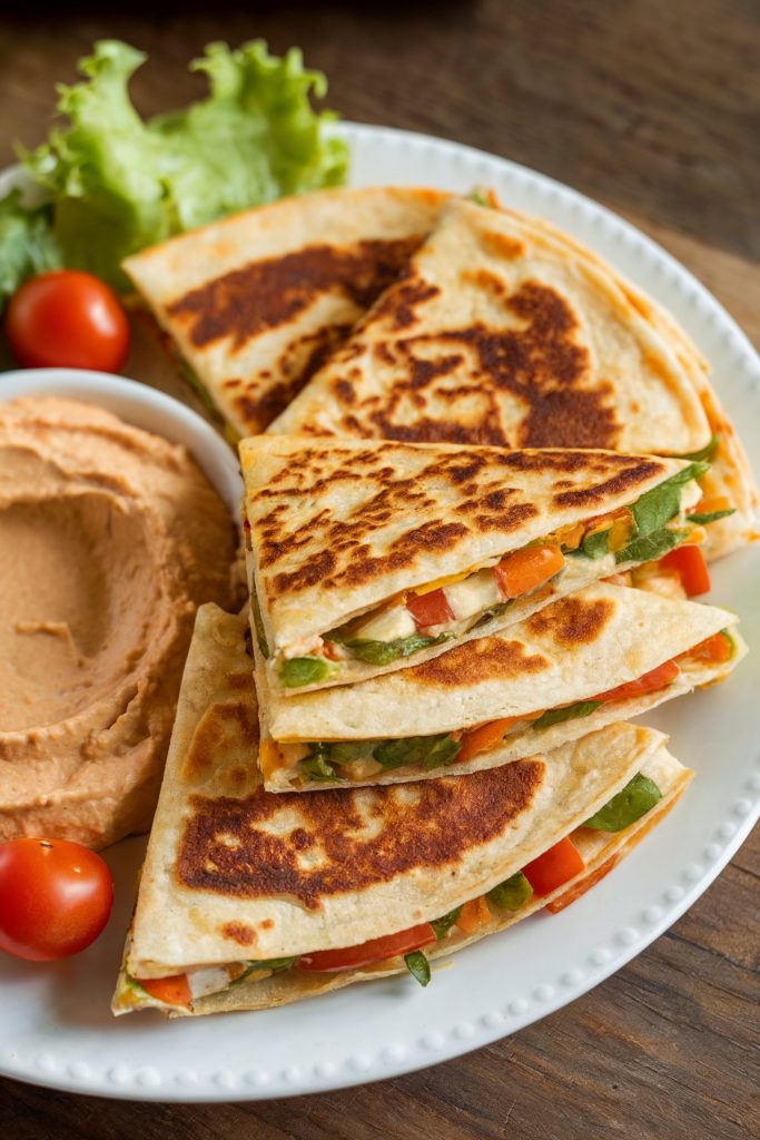 Hummus and Veggie Quesadillas