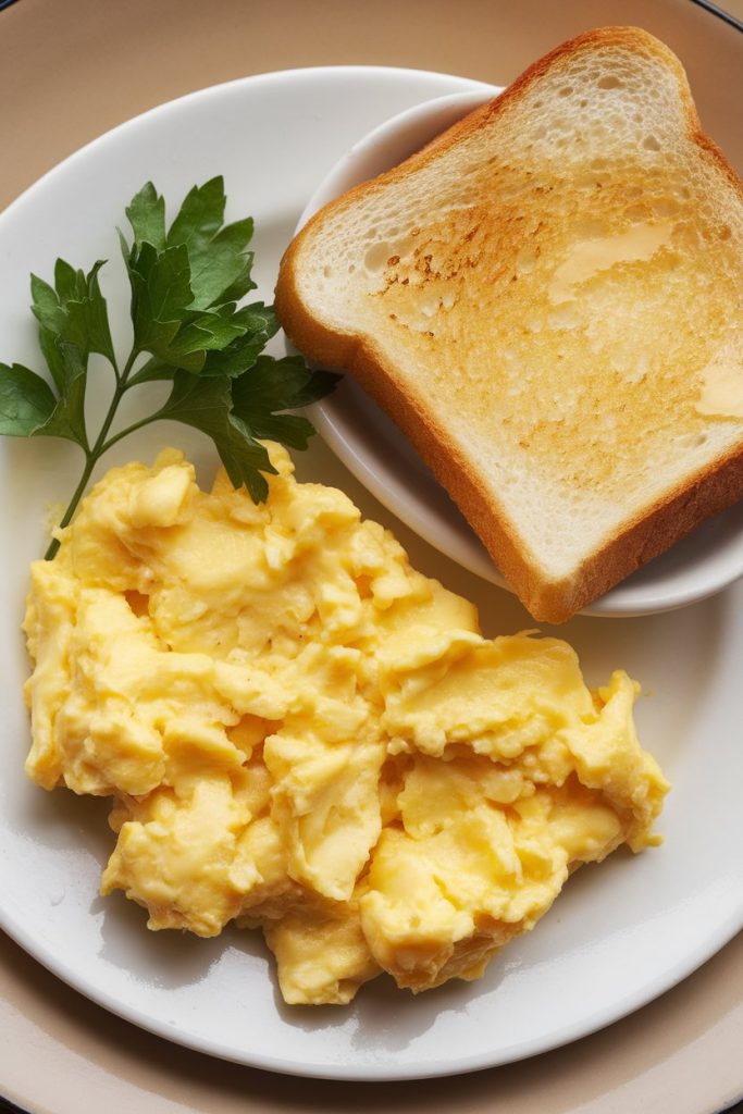 Scrambled Eggs with White Toast