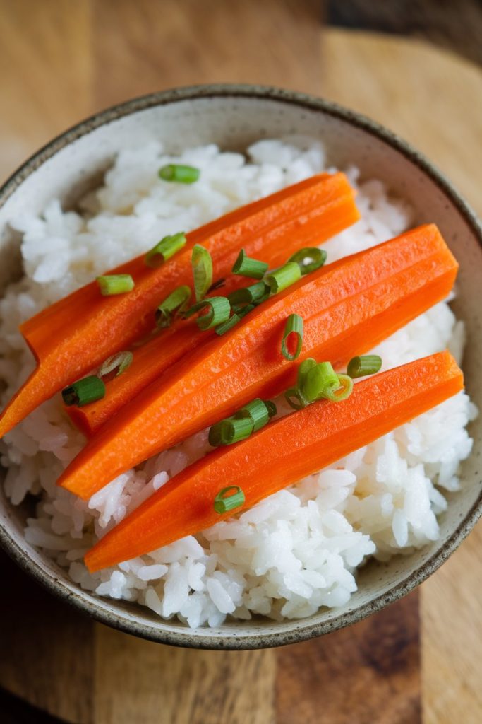 White Rice with Steamed Carrots