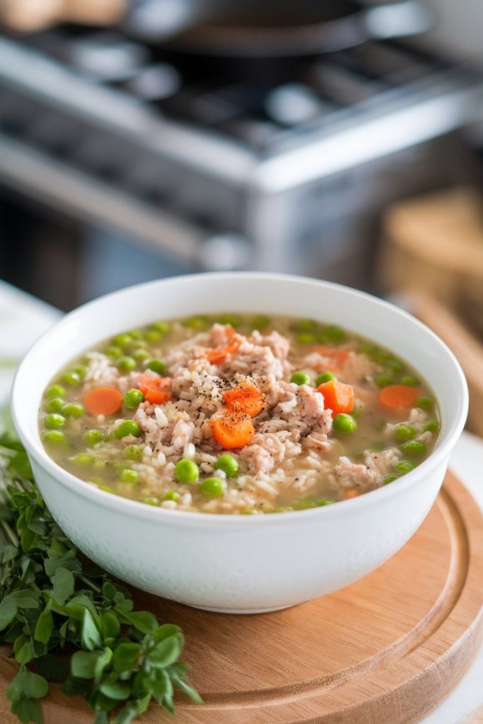 Turkey and Rice Soup with Peas