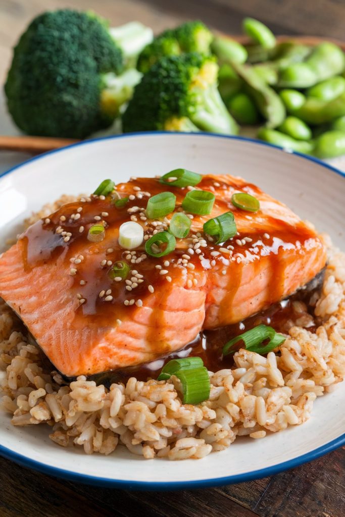 Baked Teriyaki Salmon With Brown Rice