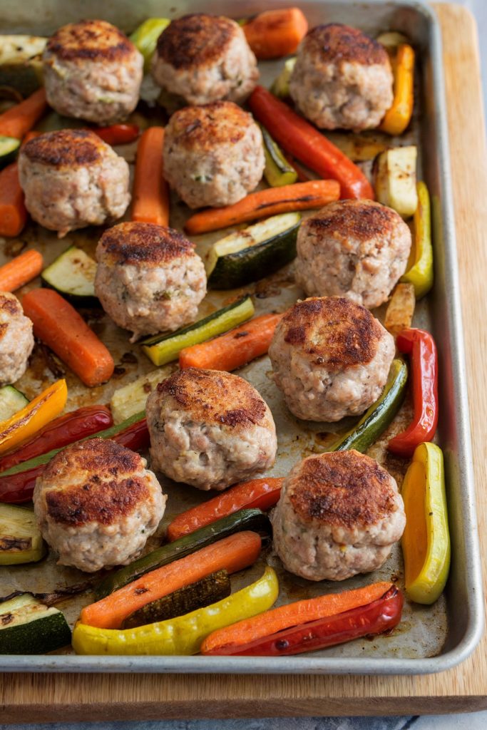 Sheet Pan Turkey Meatballs With Roasted Vegetables