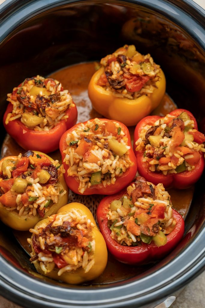 Slow Cooker Vegetarian Stuffed Peppers