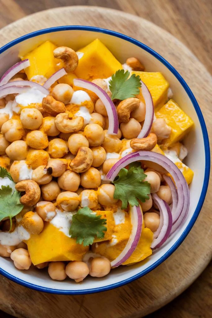 Curried Chickpea Salad With Mango and Cashews