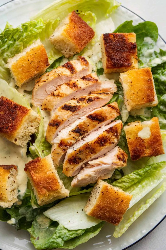 Chicken Caesar Salad With Homemade Croutons