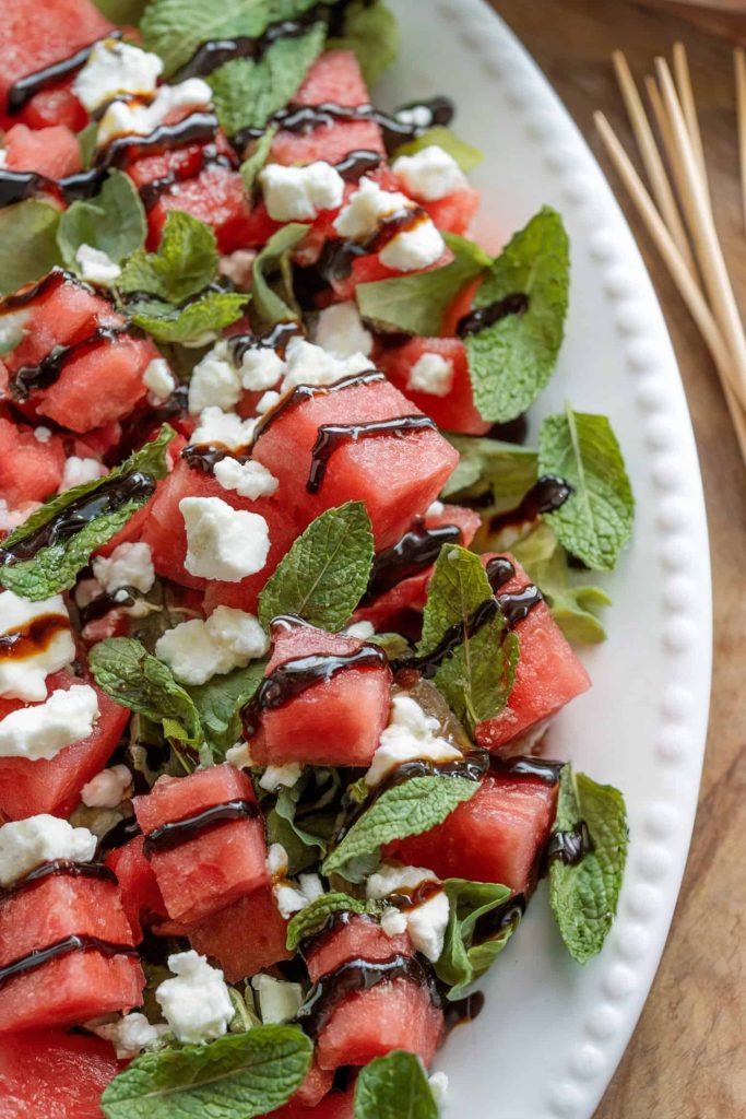 Watermelon and Feta Salad With Mint and Balsamic Glaze
