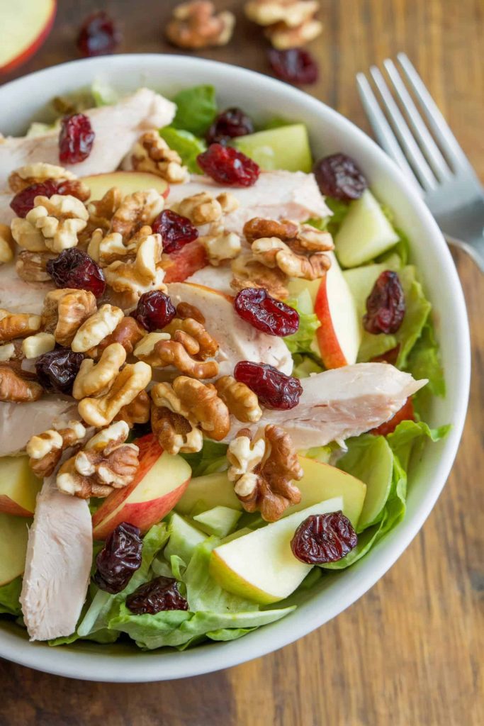 Chicken and Apple Salad With Walnuts and Cranberries