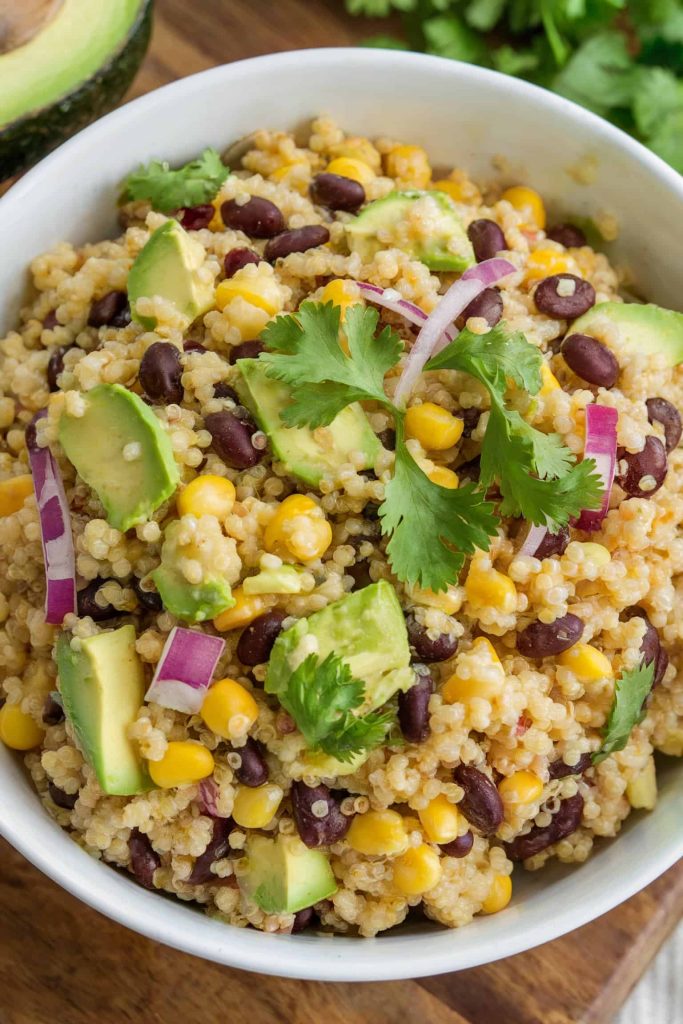 Quinoa Salad With Black Beans, Corn, and Avocado