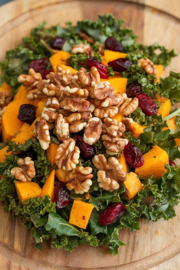 Kale Salad With Roasted Butternut Squash and Cranberries
