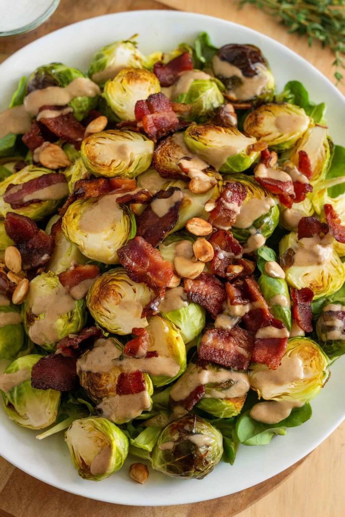 Roasted Brussels Sprouts Salad With Bacon and Maple Dijon Dressing