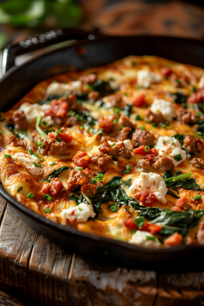 Spinach, Goat Cheese, and Chorizo Omelet