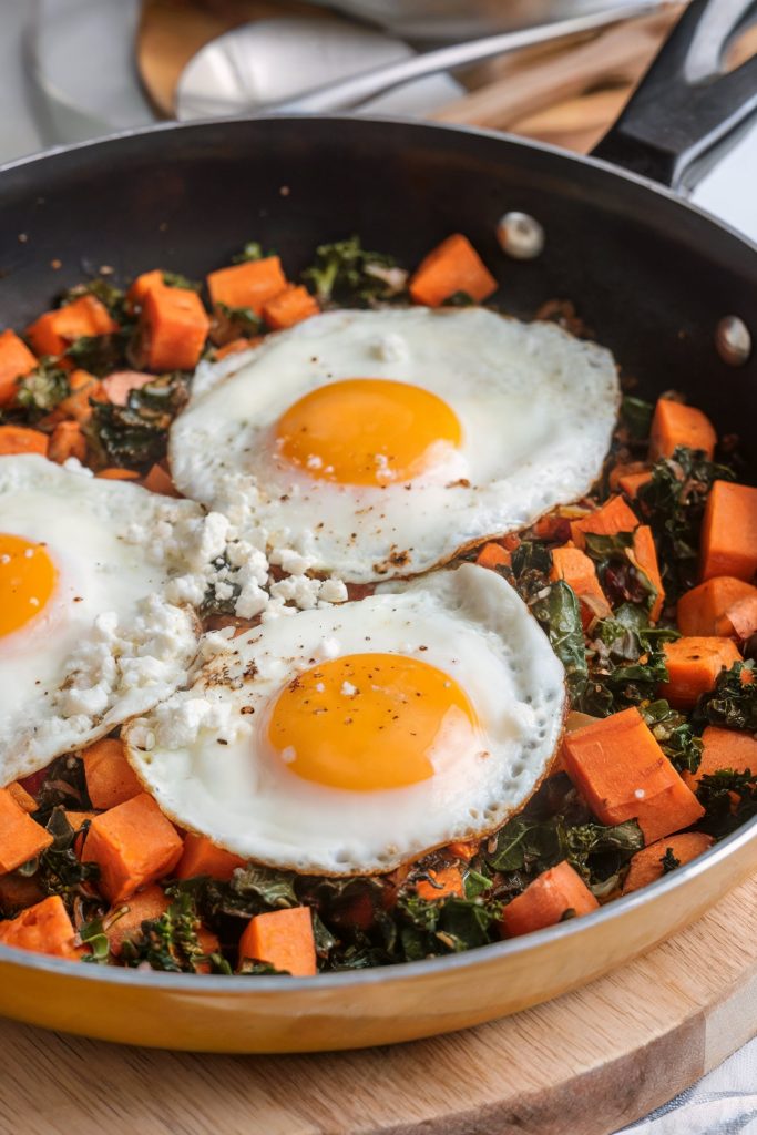 Sweet Potato and Kale Hash with Fried Eggs