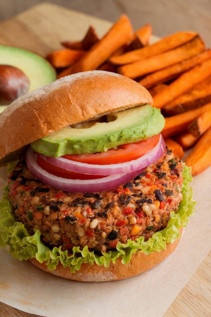 Veggie Burgers with Sweet Potato Fries