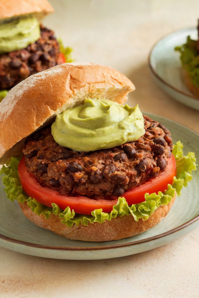 Black Bean Burgers with Avocado Crema