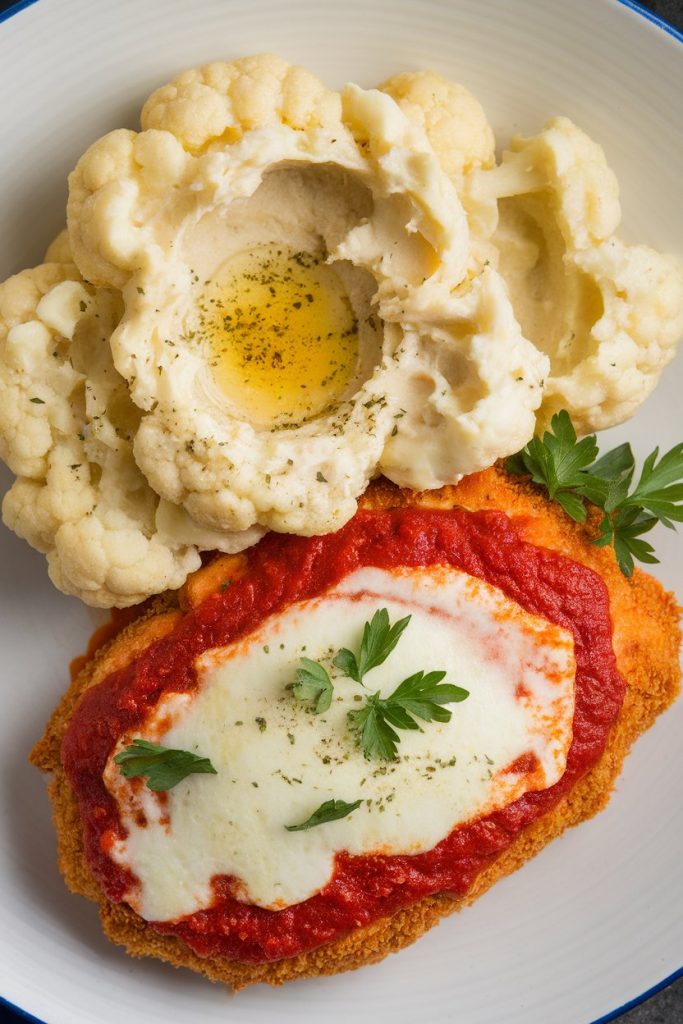 Chicken Parmesan with Cauliflower Mash