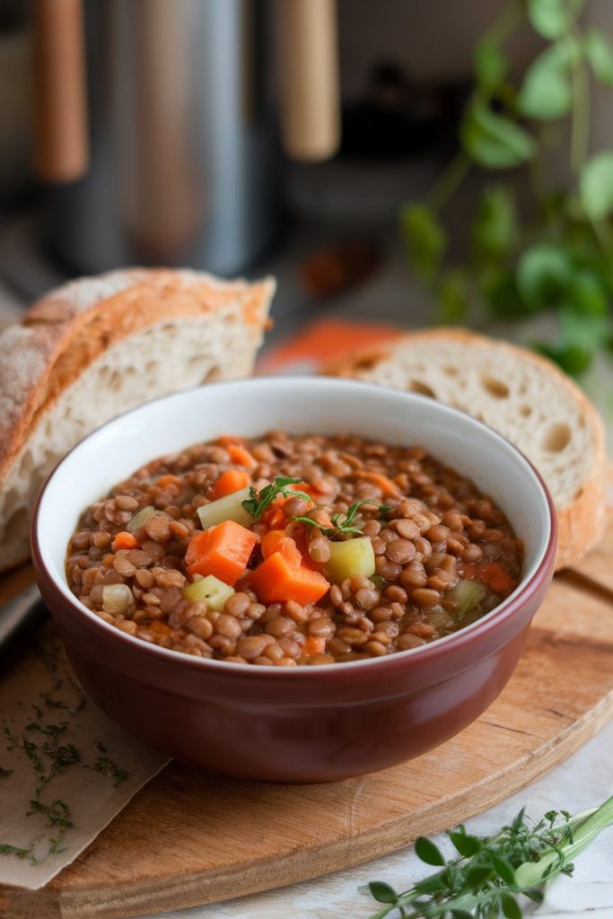 Lentil Soup with Crusty Bread