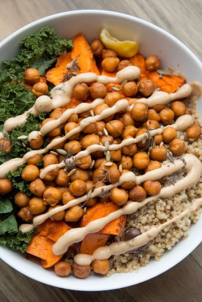 Buddha Bowl with Roasted Sweet Potatoes and Chickpeas