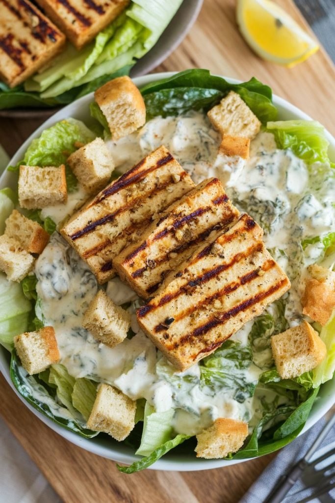 Vegan Caesar Salad with Grilled Tofu