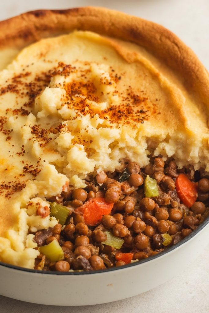 Vegan Shepherd's Pie with Mashed Cauliflower Topping