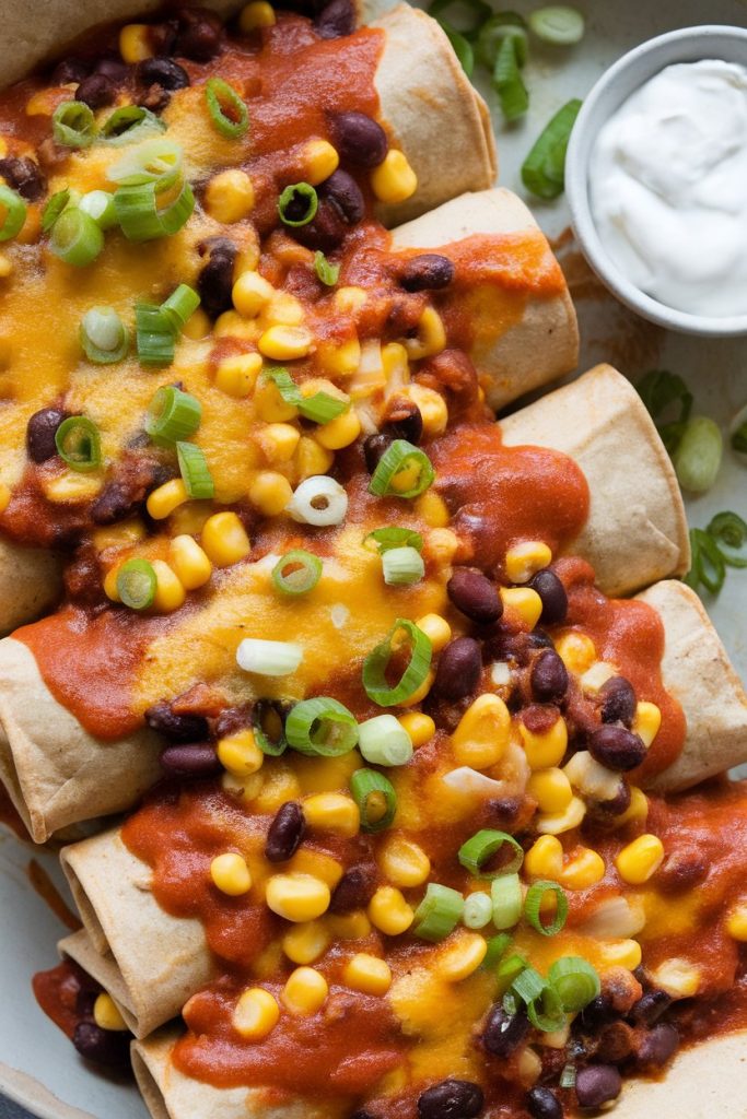 Vegan Enchiladas with Black Beans and Corn