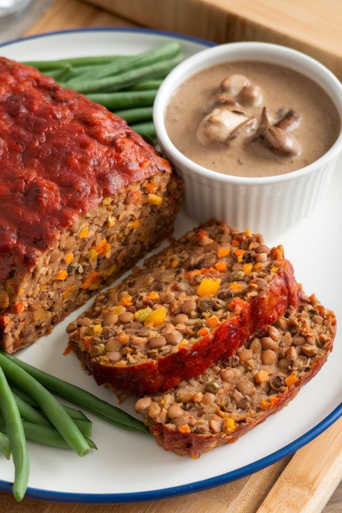 Vegan Meatloaf with Mushroom Gravy