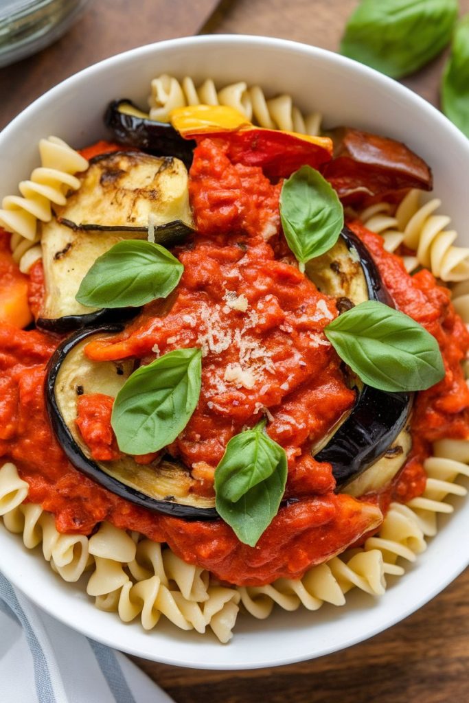 Roasted Vegetable Pasta with Marinara Sauce