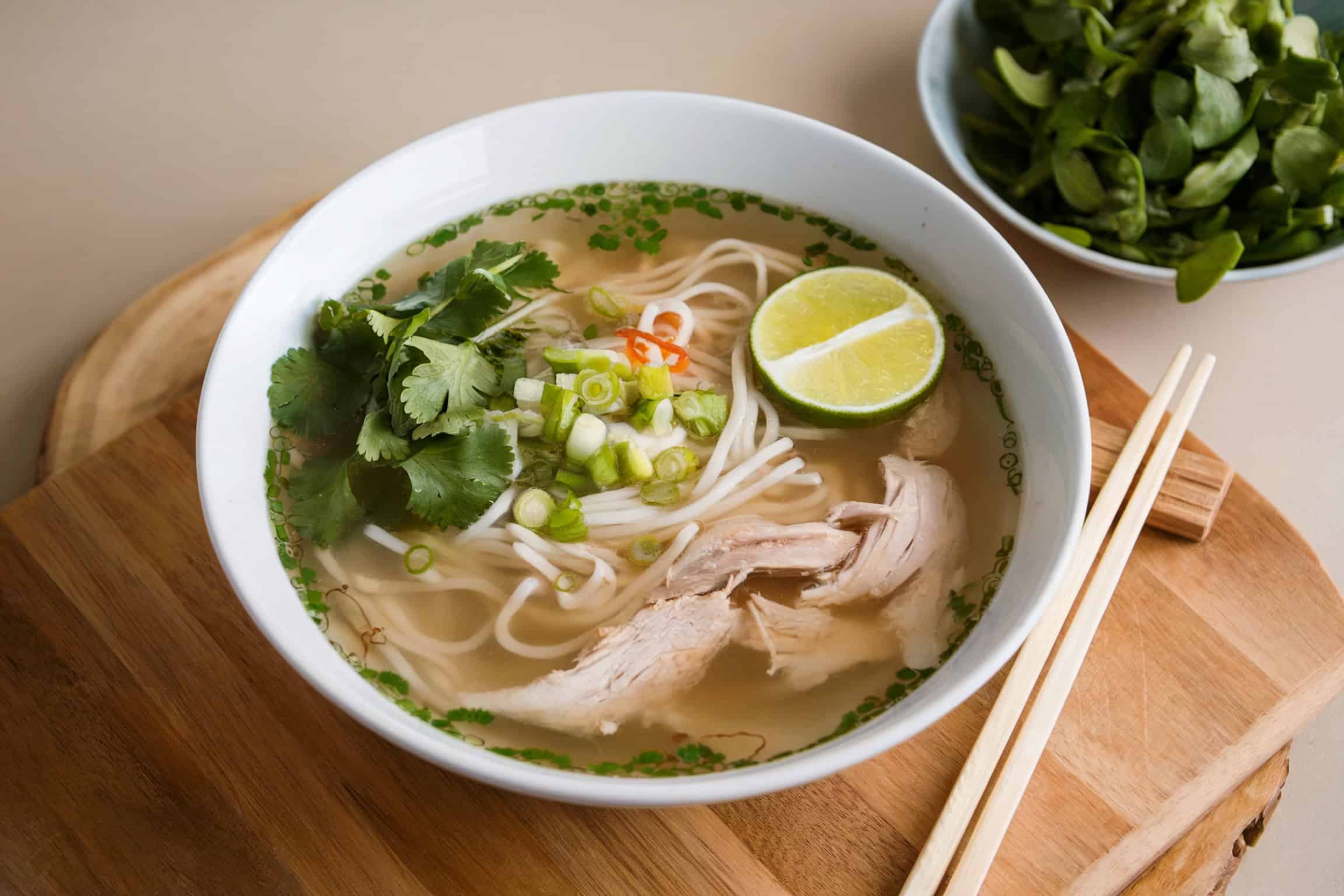 Chicken Pho With Pea Shoots