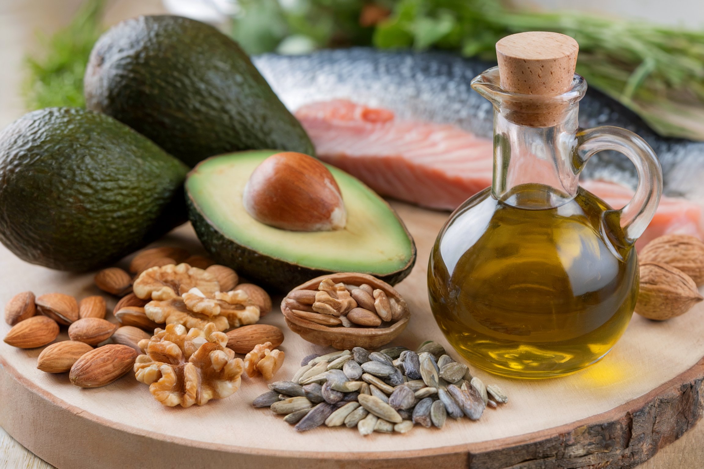 Avocado, nuts, and olive oil