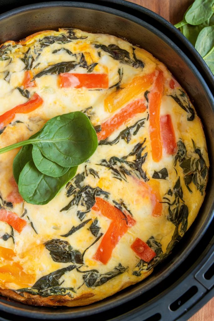 Air Fryer Spinach, Pepper, and Havarti Frittata