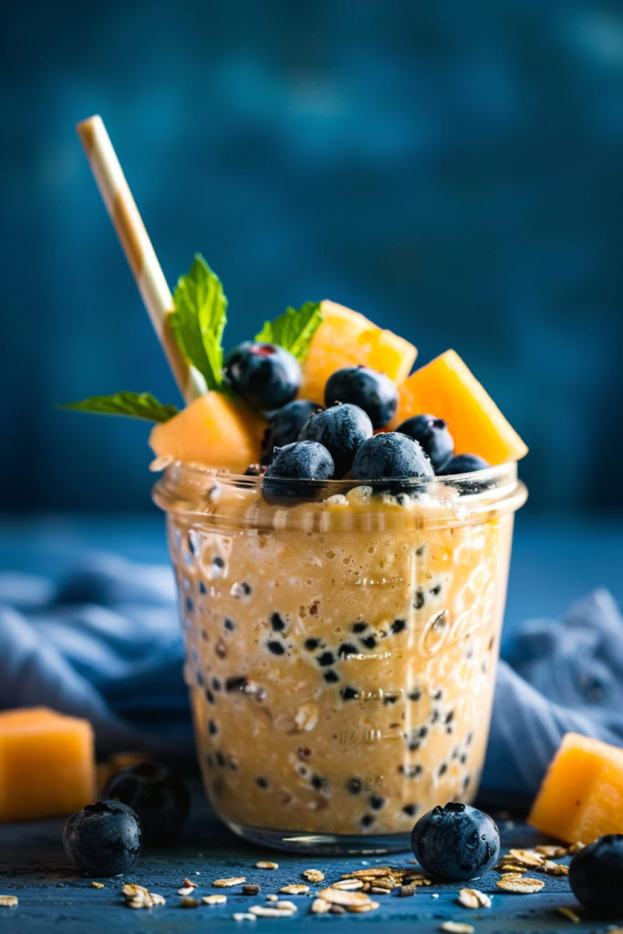 Blueberry Cantaloupe Overnight Oats