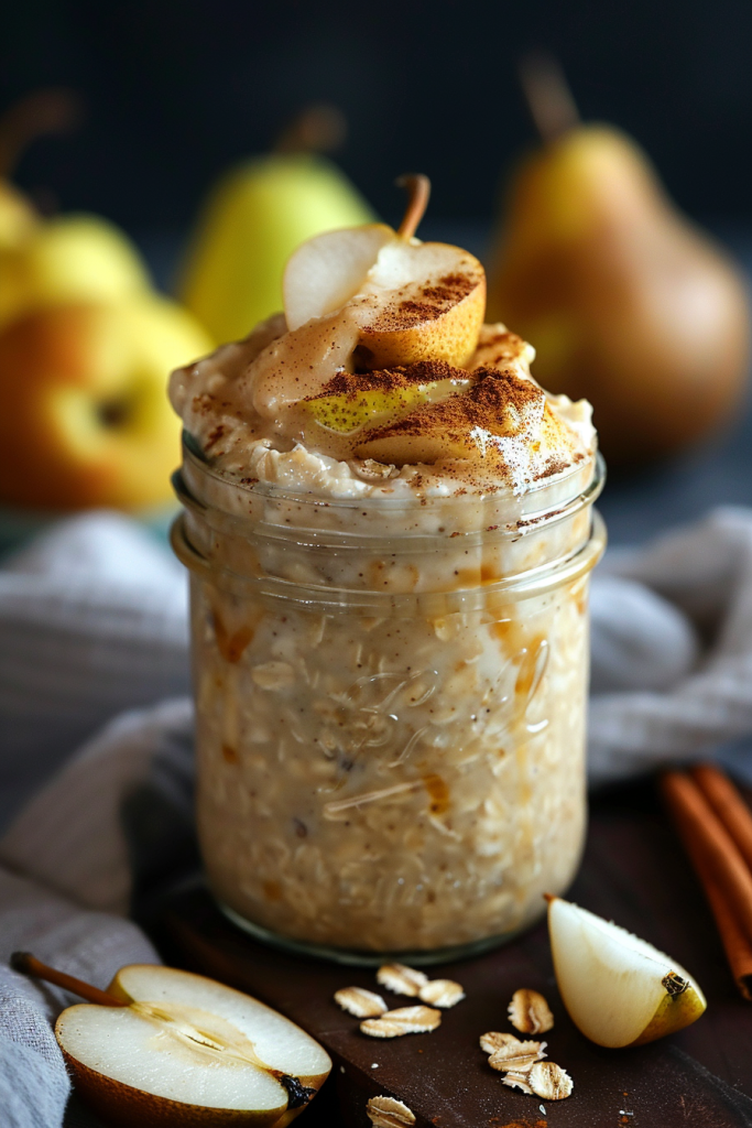 Vanilla Overnight Oatmeal With Maple Spiced Pears