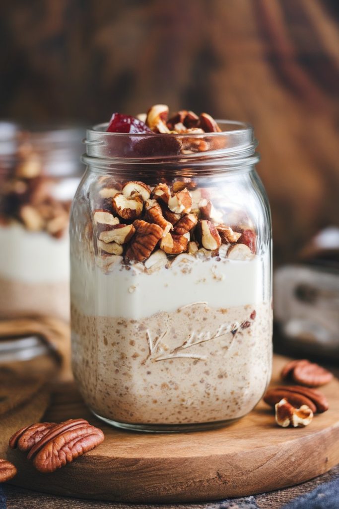 Gingerbread Overnight Oats With Pecans and Dates
