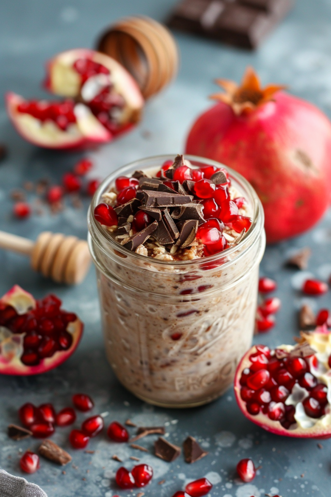 Cocoa Nib and Pomegranate Overnight Oats