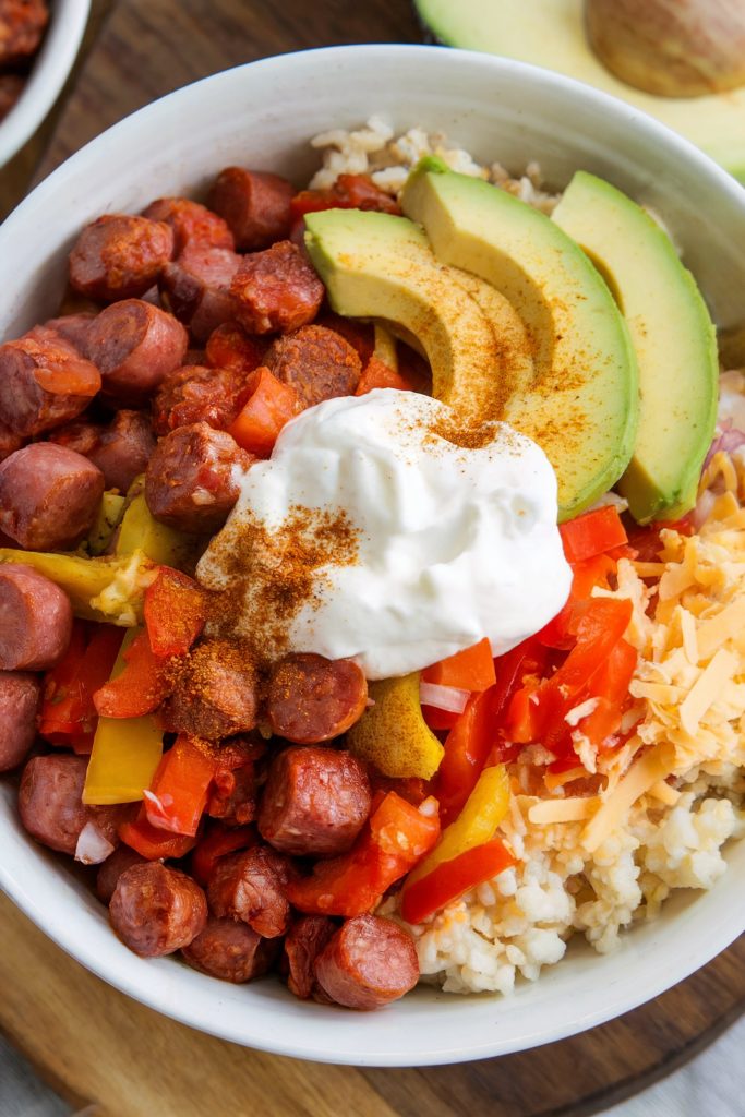 Spicy Chorizo and Cauliflower Rice Bowl