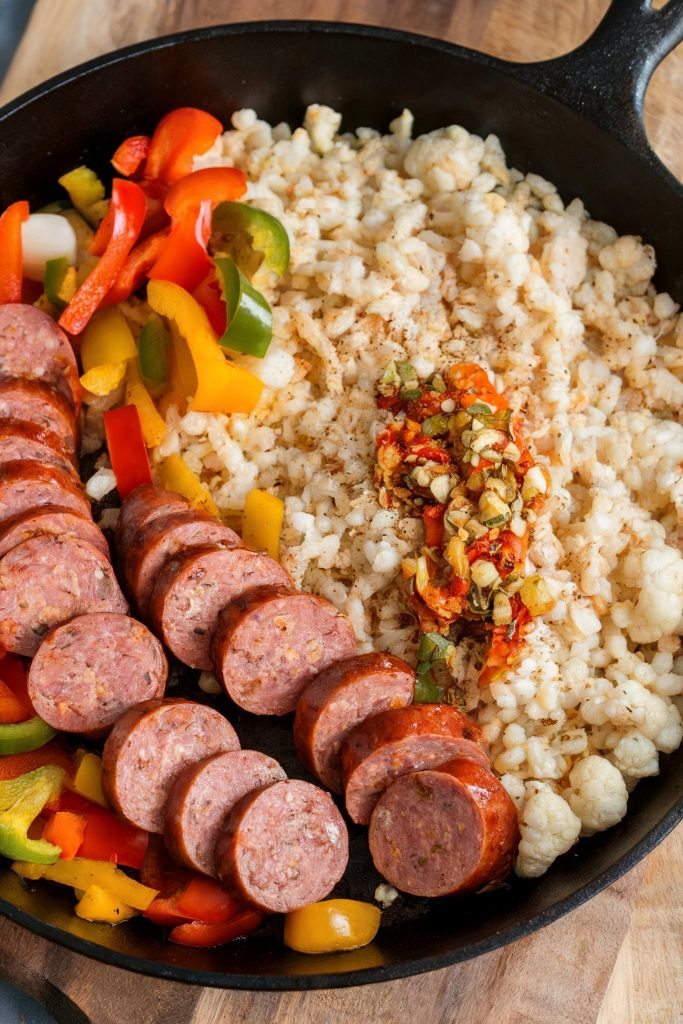 Spicy Sausage and Cauliflower Rice Skillet