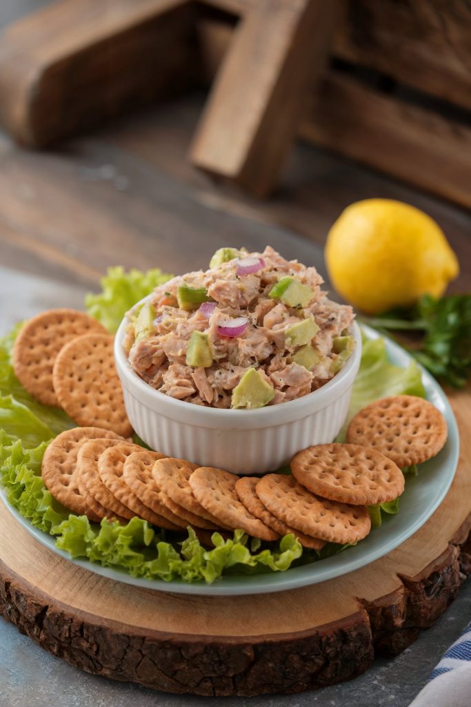 Tuna Salad with Avocado and Whole Wheat Crackers